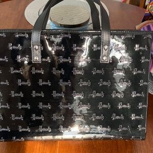 Harrods Black Patent Logo-Embossed Tote